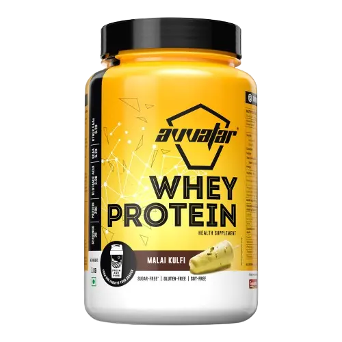 Avvatar Whey Protein 1 Kg | 29 Servings | 28g Protien | Sugar free | Gluten free | Soy free |